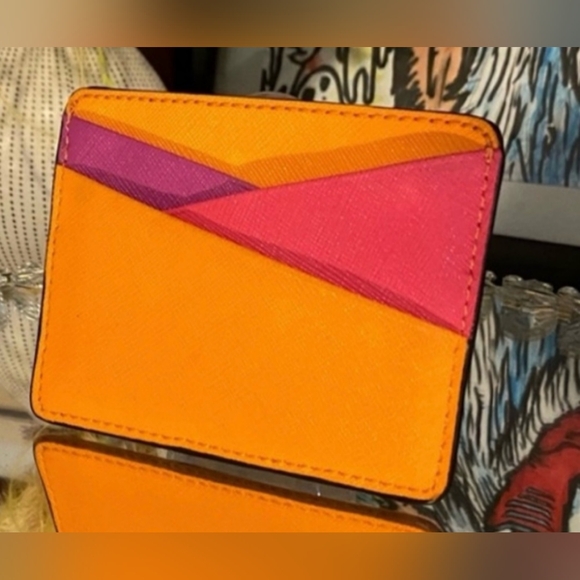 Henri Bendel EUC++ Orange Card Holder w/Centennial Stripe Interior (W167) main image 3